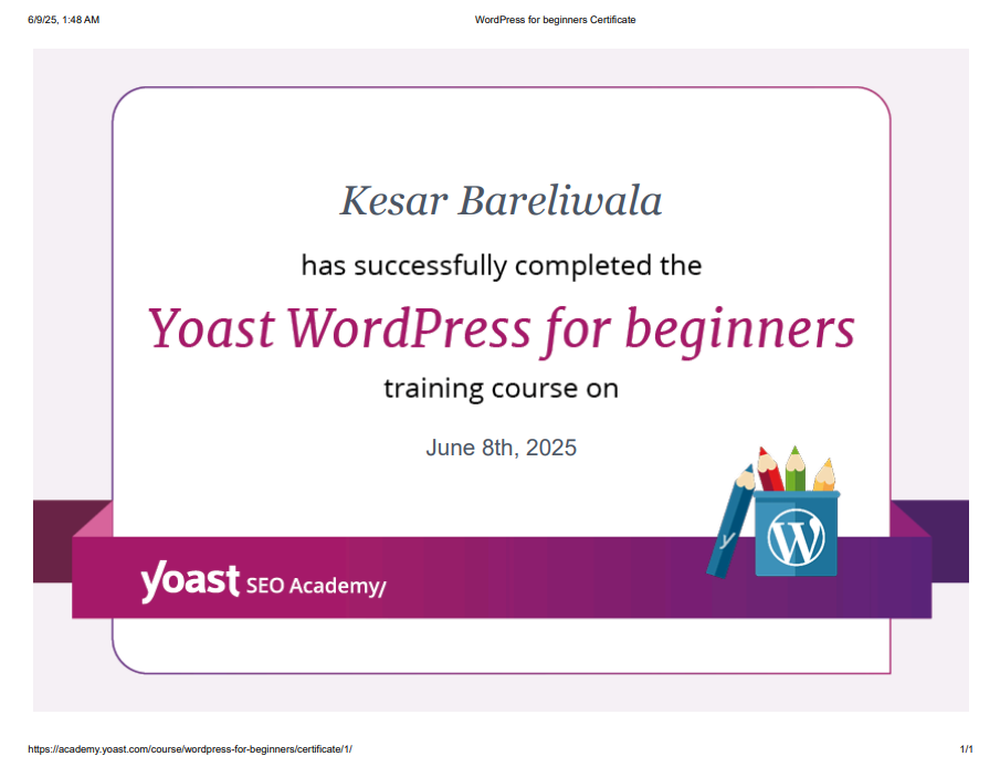 WordPress Certificate